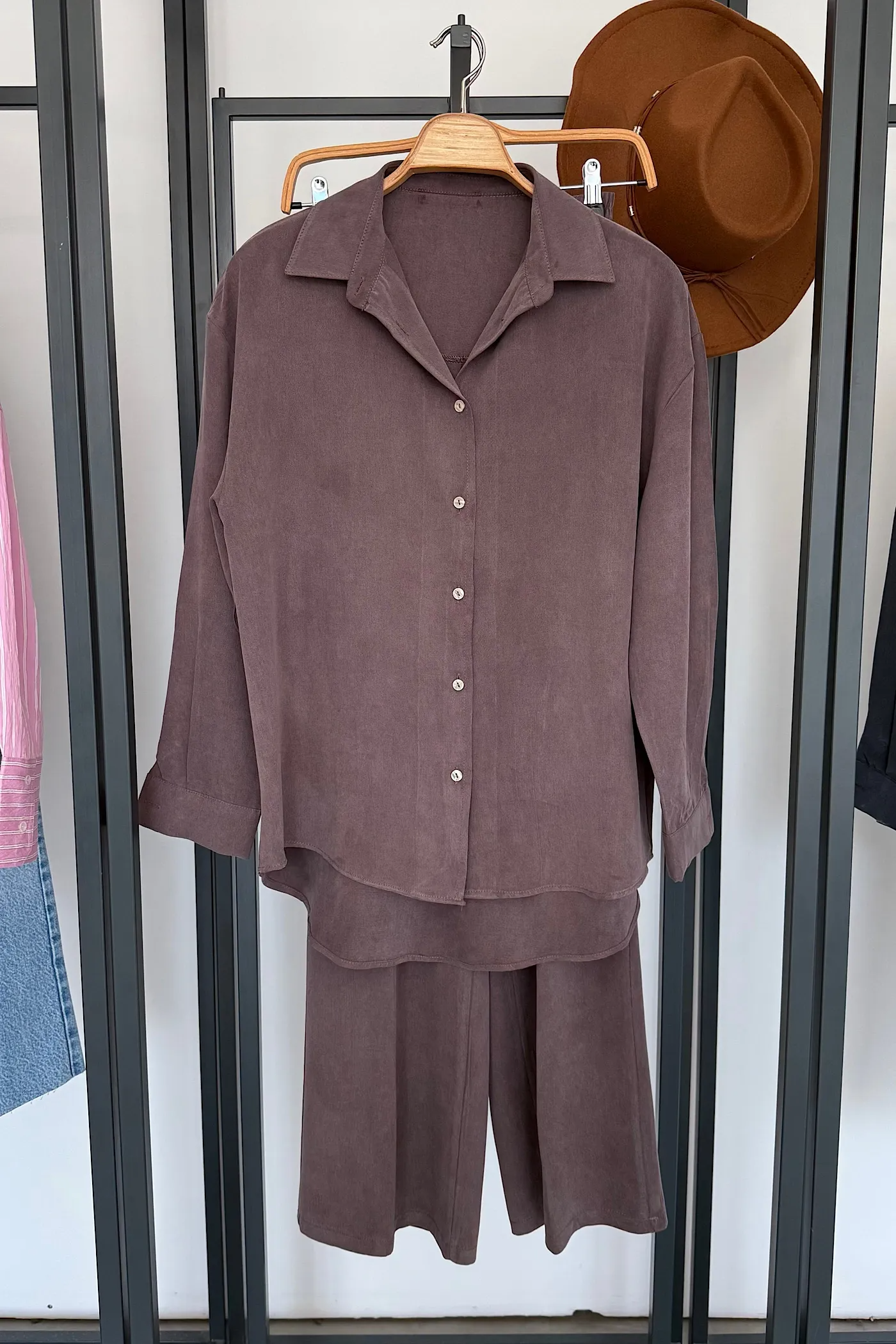 Ensemble Chemise & Pantalon en Modal – MARRON